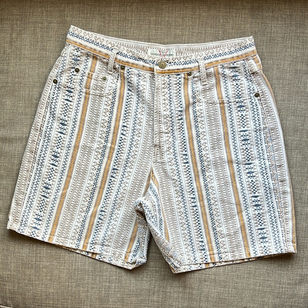 Vintage Guess Jeans Patterned Colorful Oversized Shorts 2 Women's